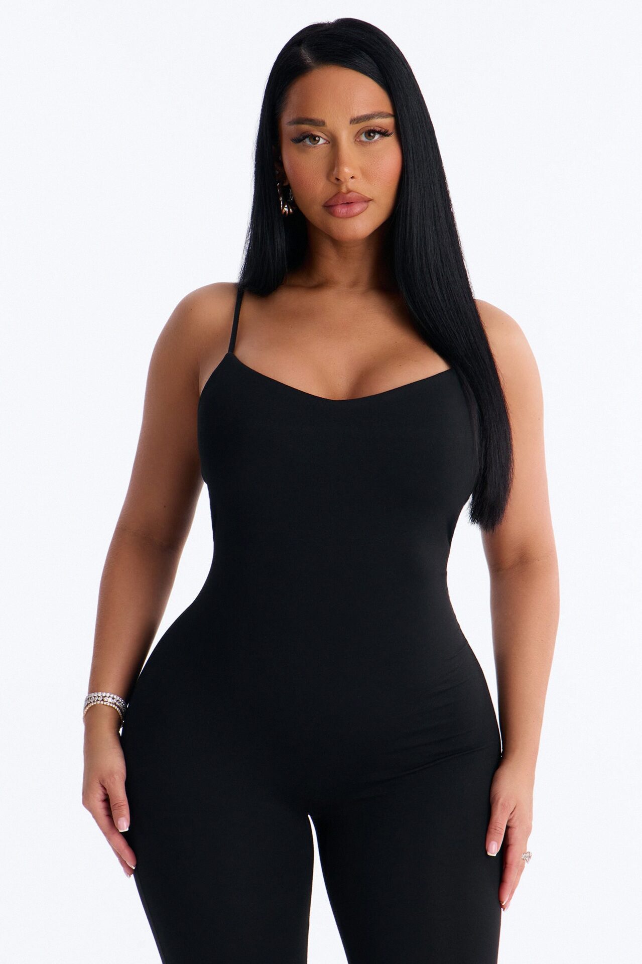 Marina Built In Bra Cami Catsuit - Black