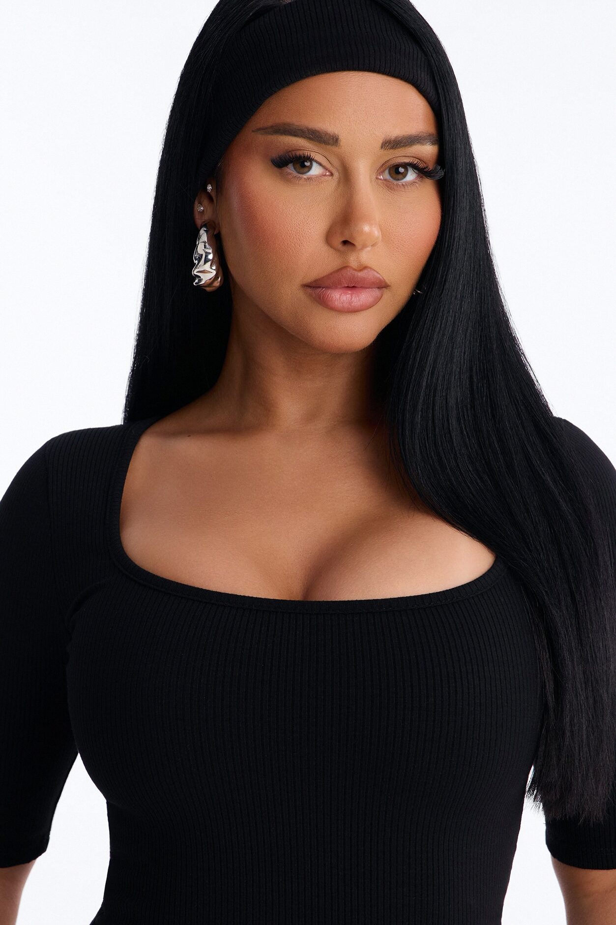 Karly Snatched 2 Piece Headband And Romper - Black