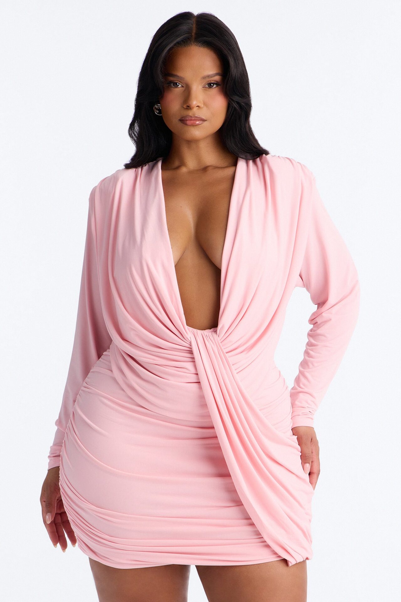 Cupids Sin Long Sleeve Jersey Mini Dress - Pink