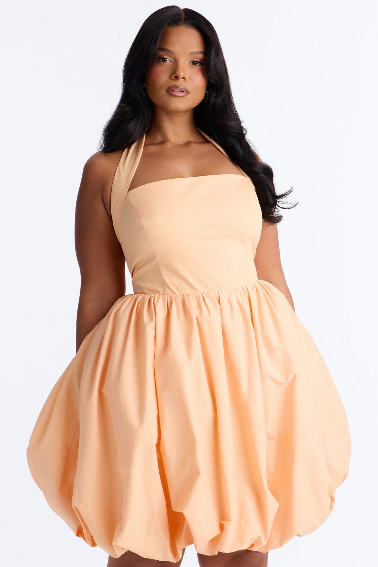 Lori Cutie Poplin Midi Dress - Peach