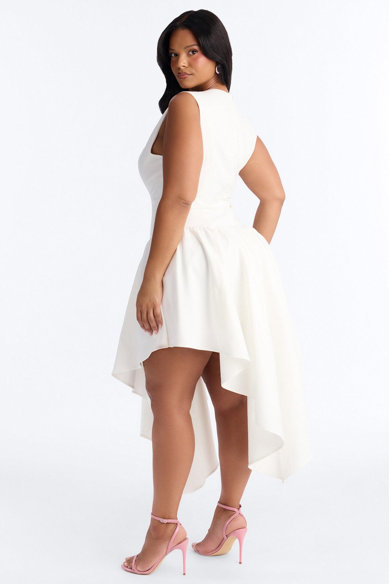 Claire Square Neck Midi Dress - White