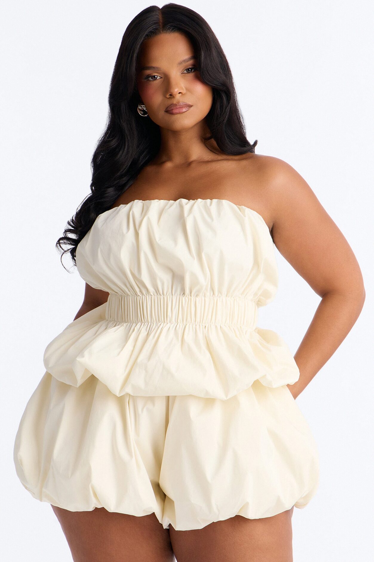 Paris Strapless Bubble Romper - Ivory