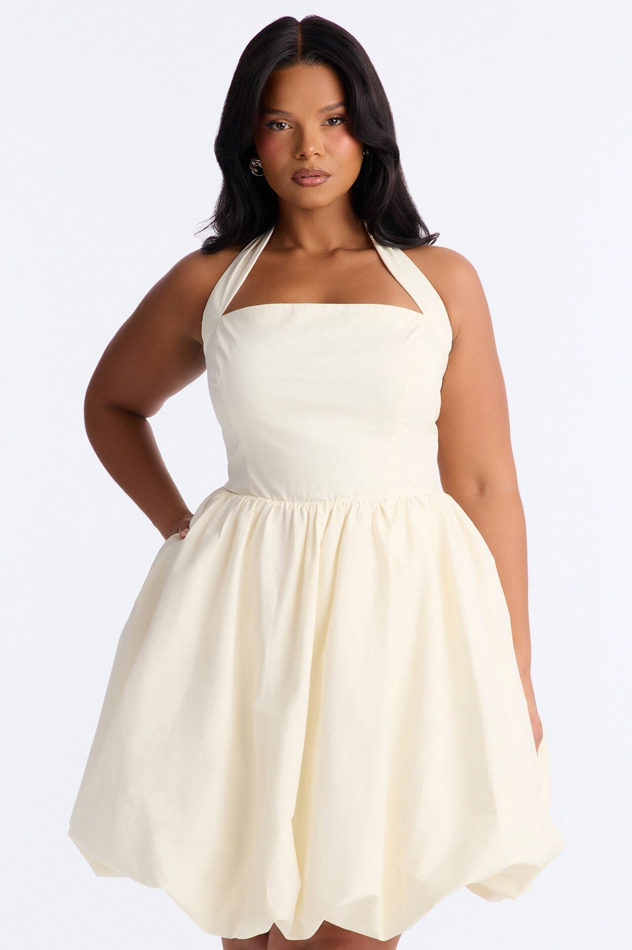 Lori Cutie Poplin Midi Dress - Off White