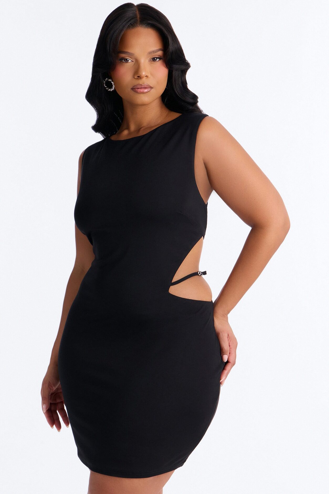 Rebel Ponte High Neck Mini Dress - Black