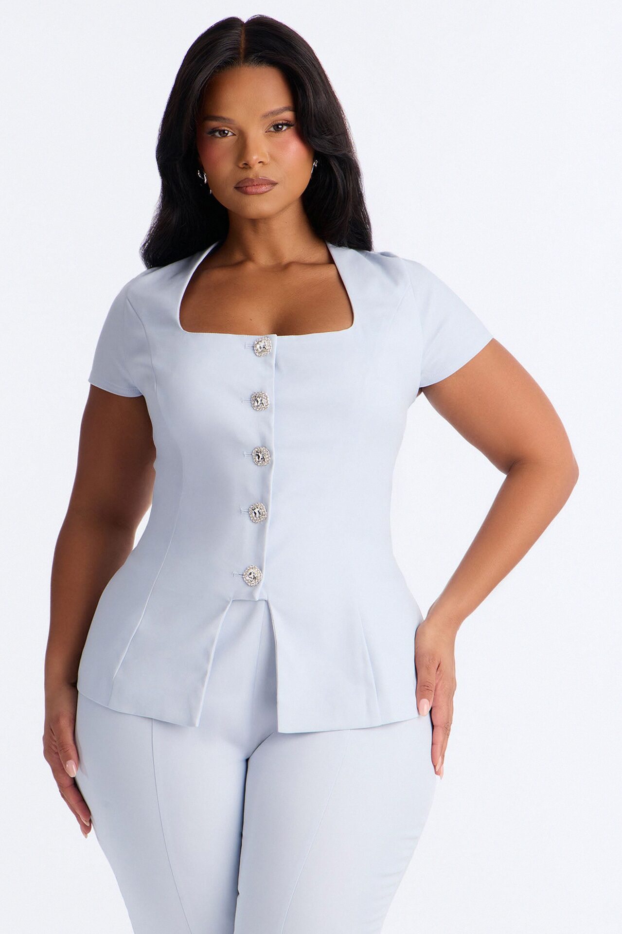 Claire Capri Pant Set - Light Blue
