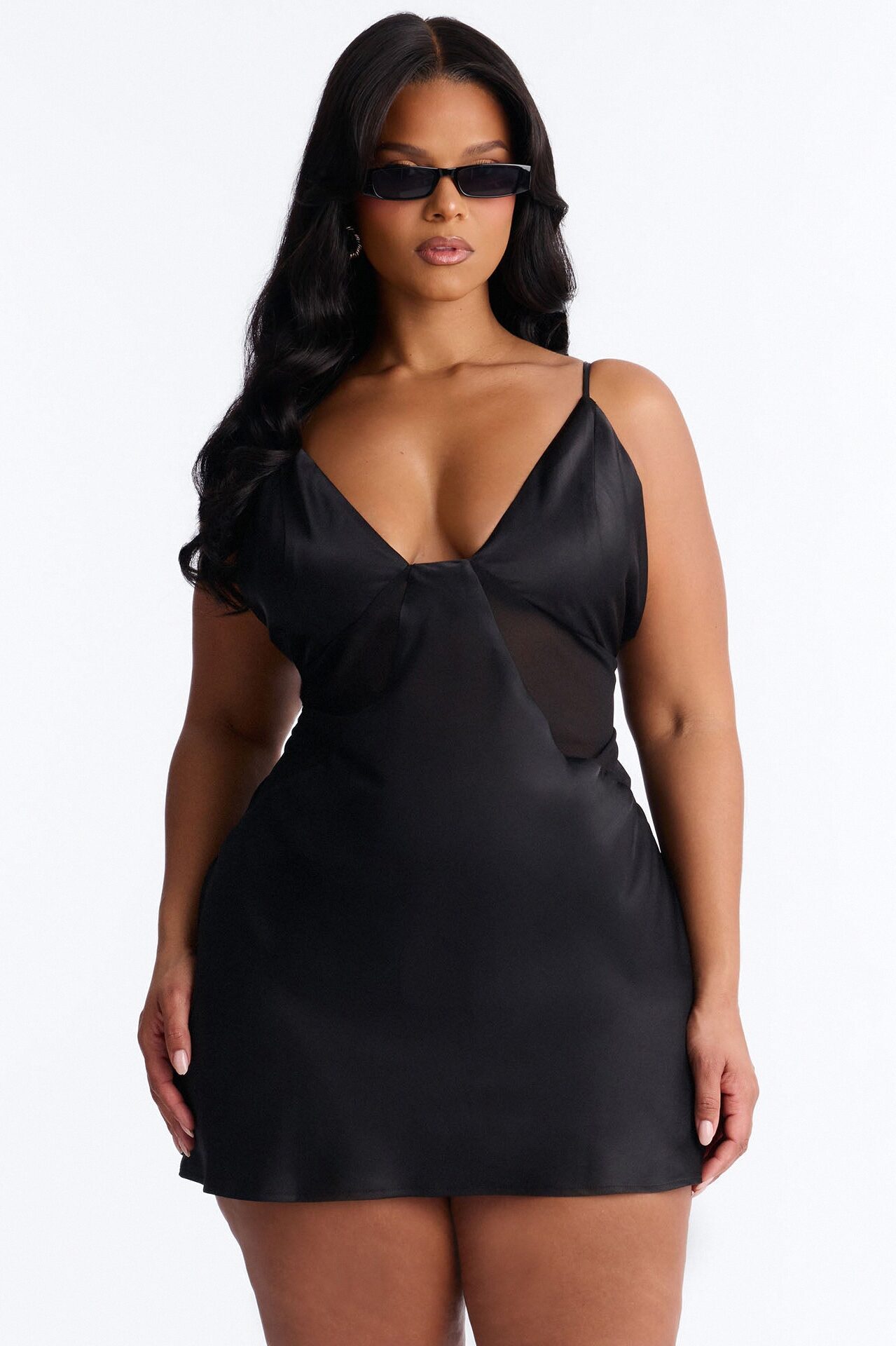 Night Slay Satin Mini Dress - Black