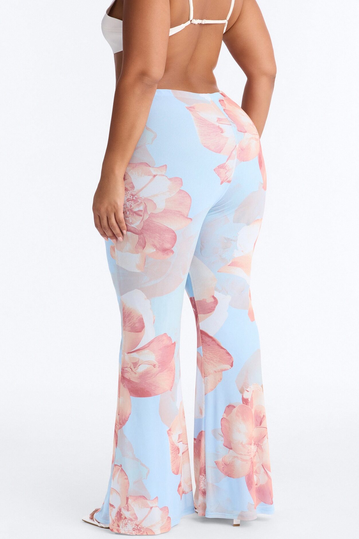 Jordana High Rise Double Lined Mesh Flare Pant - Blue/combo
