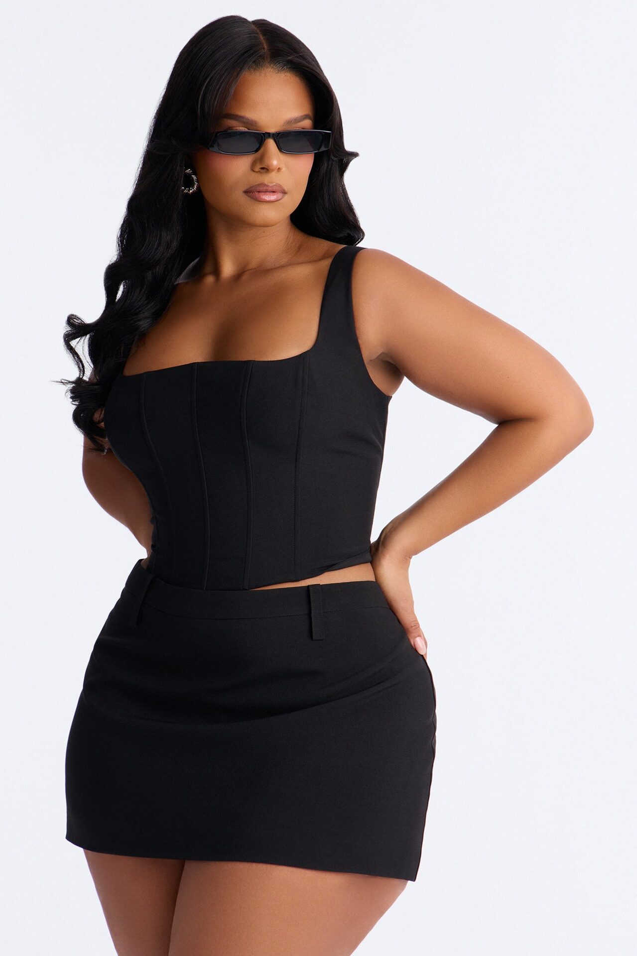 The Natasha Corset Skort Set - Black