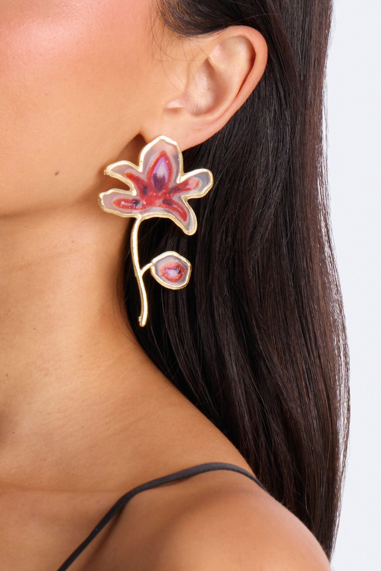 Petal Muse Drop Earrings - Gold/combo