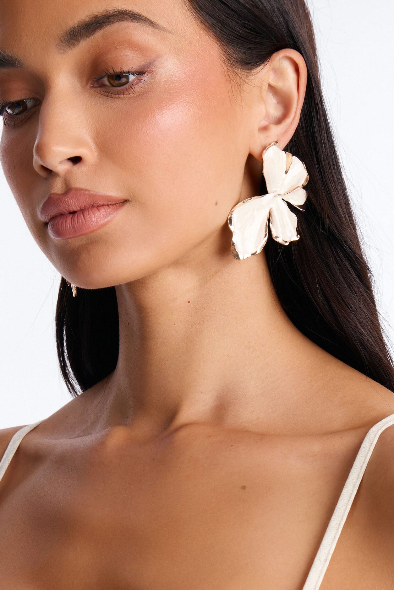 Garden Elegance Drop Earrings - White