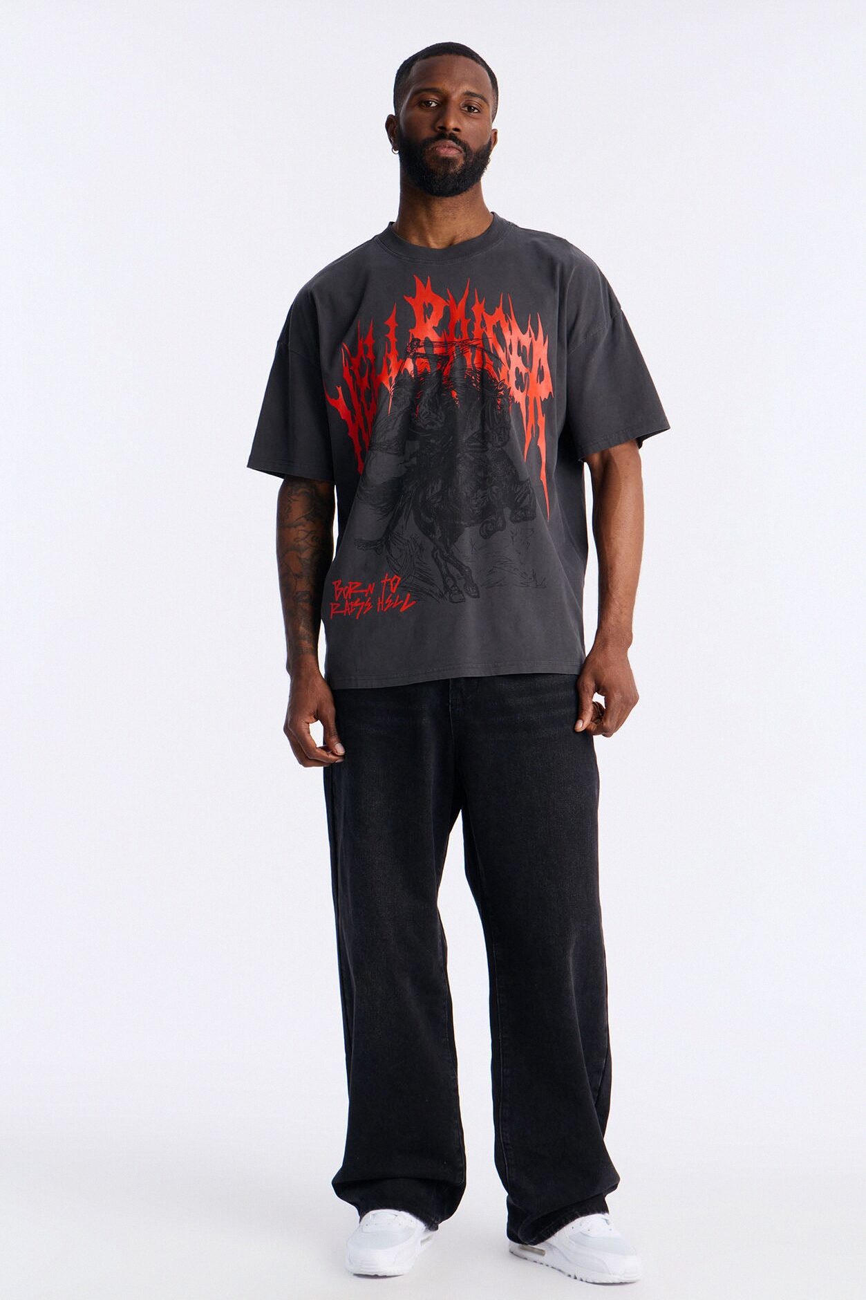 Hell Raiser Vintage Boxy Short Sleeve Tee - Black Wash