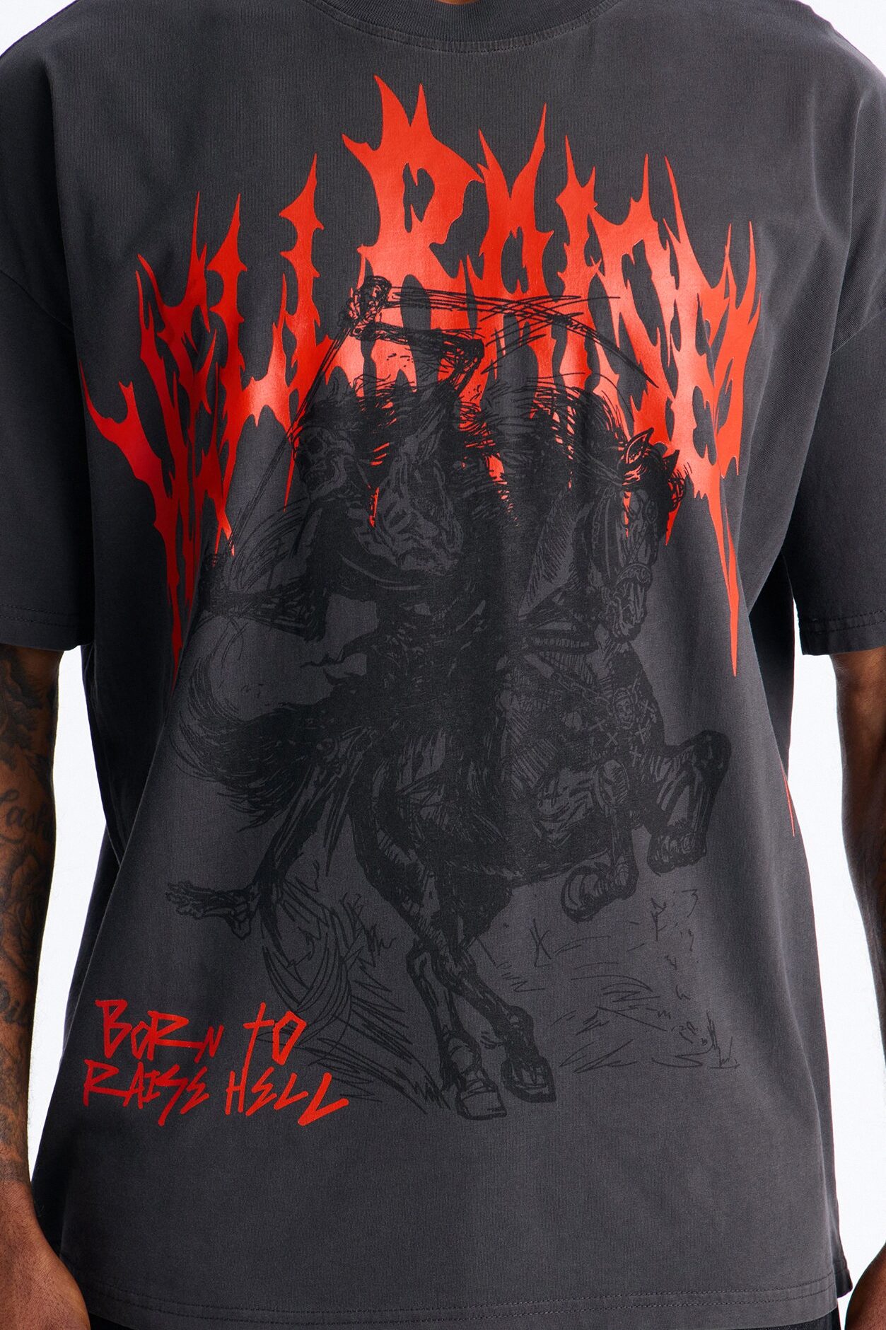 Hell Raiser Vintage Boxy Short Sleeve Tee - Black Wash