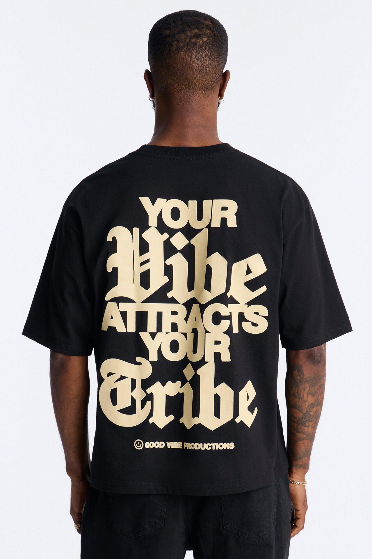 Good Vibe Tribe Boxy Short Sleeve Tee - Black