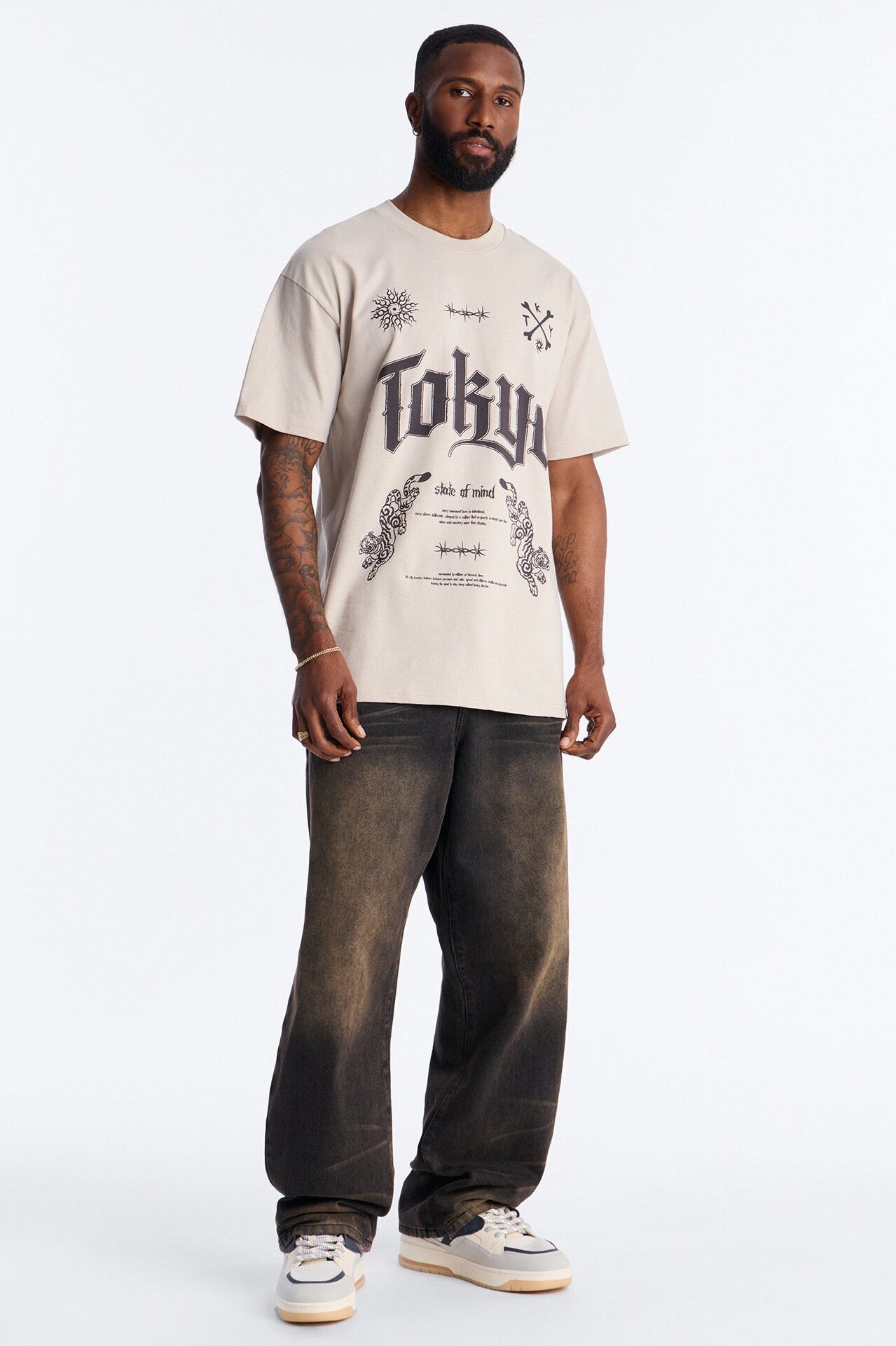 Tokyo State Of Mind Oversized Short Sleeve Tee - Grey