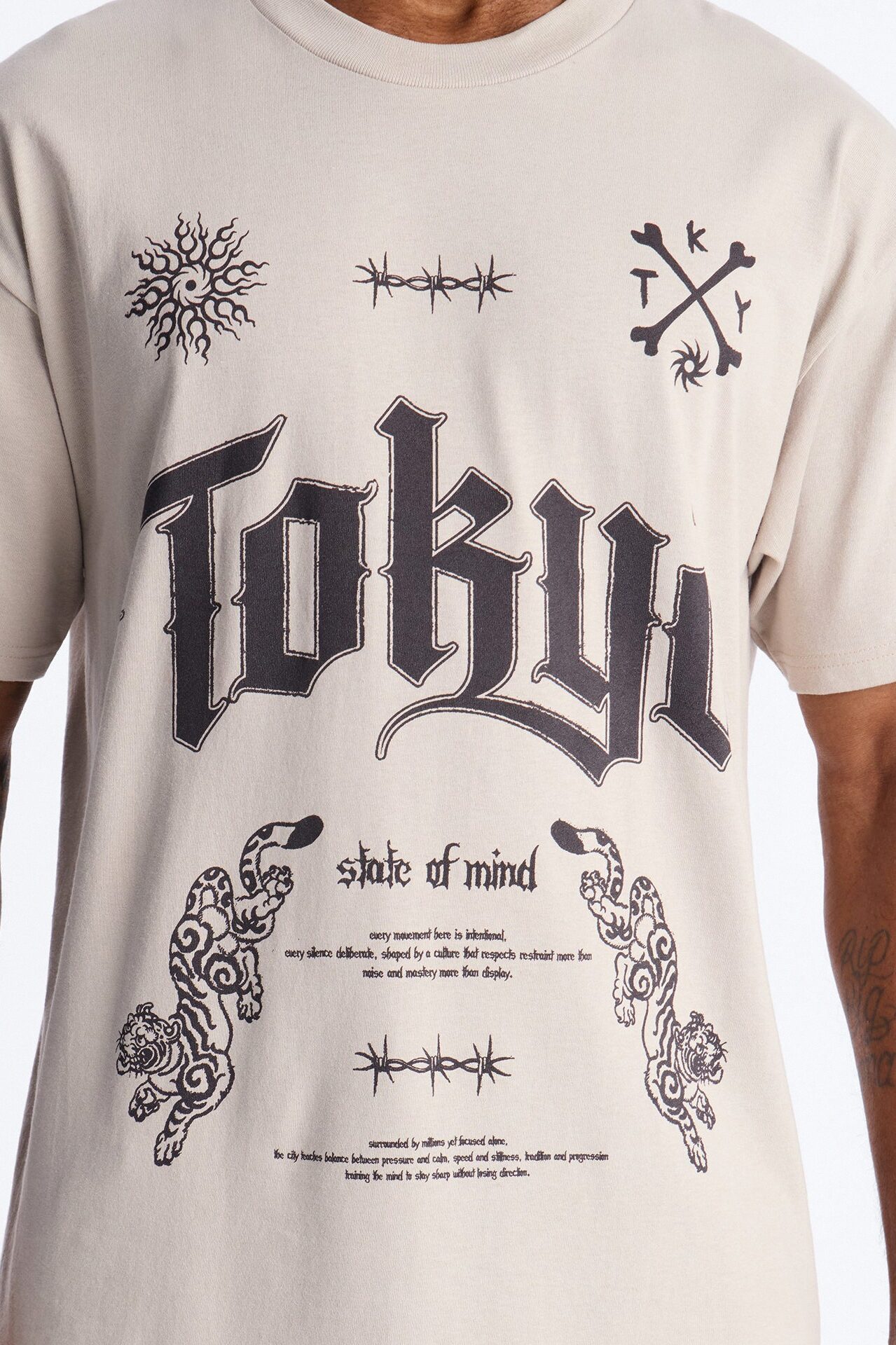 Tokyo State Of Mind Oversized Short Sleeve Tee - Grey