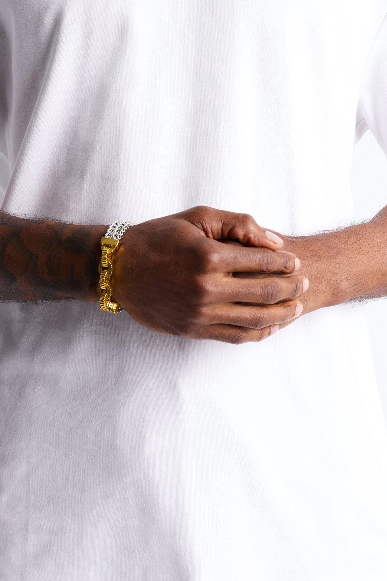 Two Tone Chain Link Bracelet - Silver/Combo