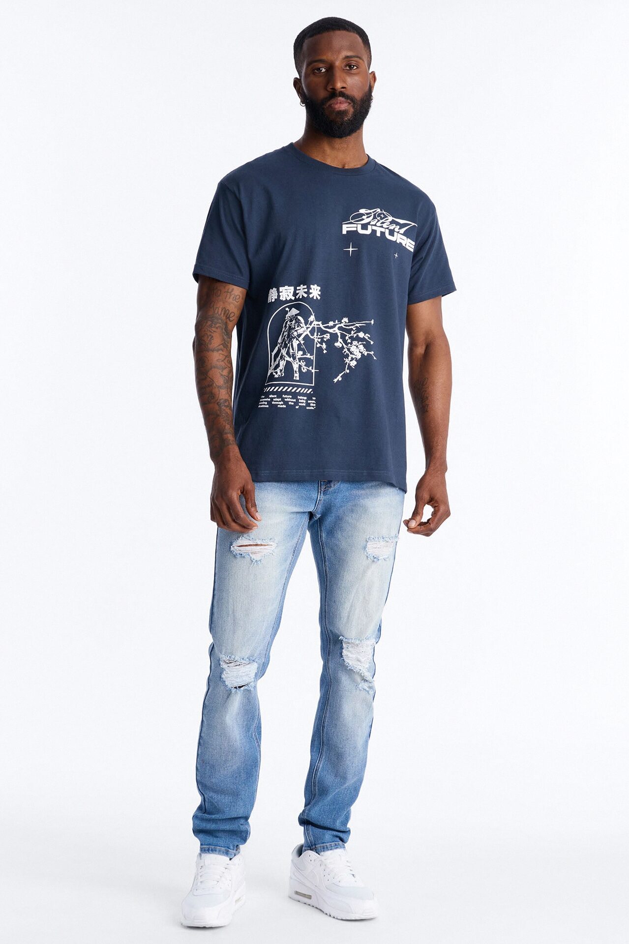 Silent Future Oversized Short Sleeve Tee - Navy