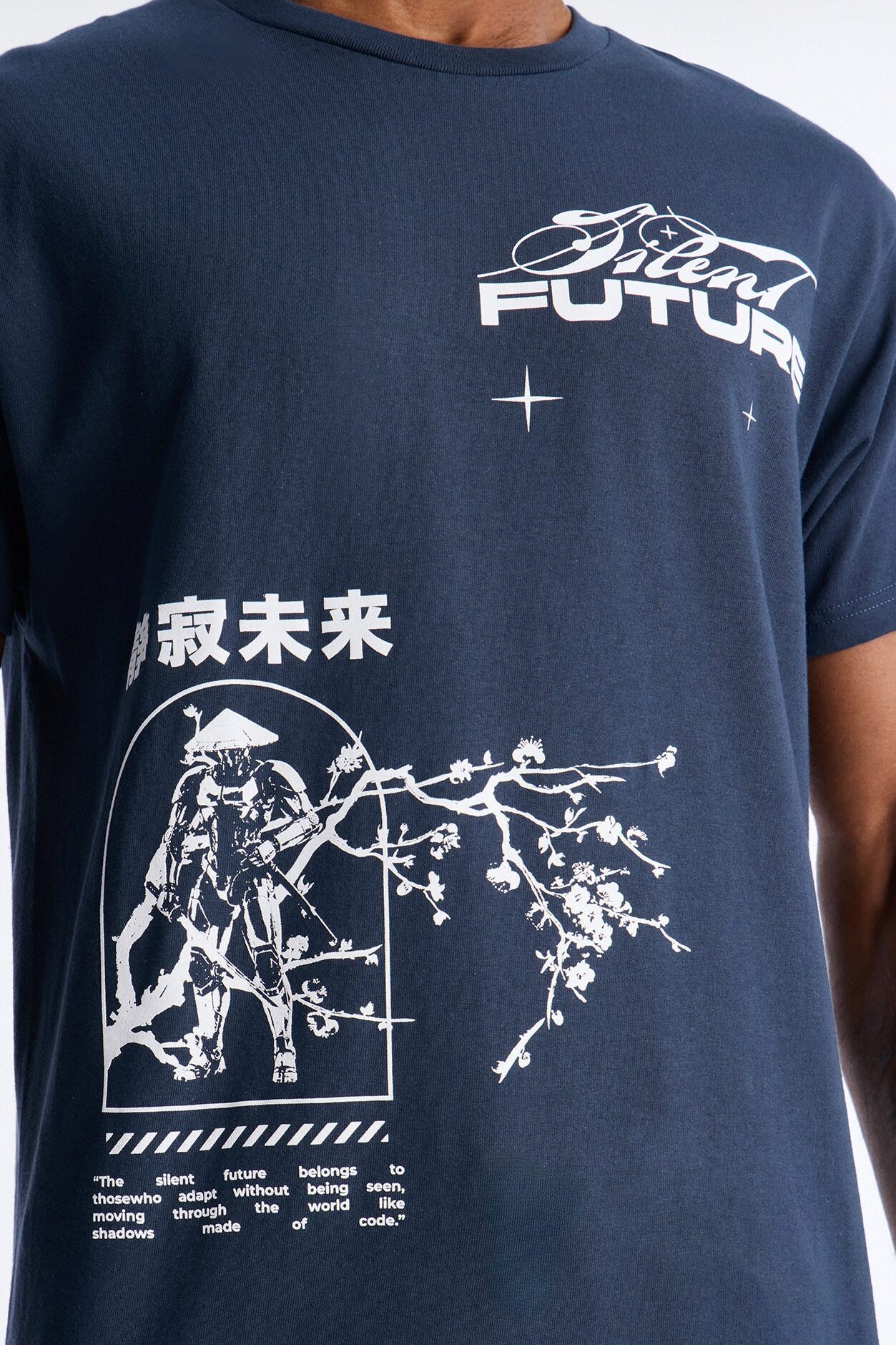 Silent Future Oversized Short Sleeve Tee - Navy