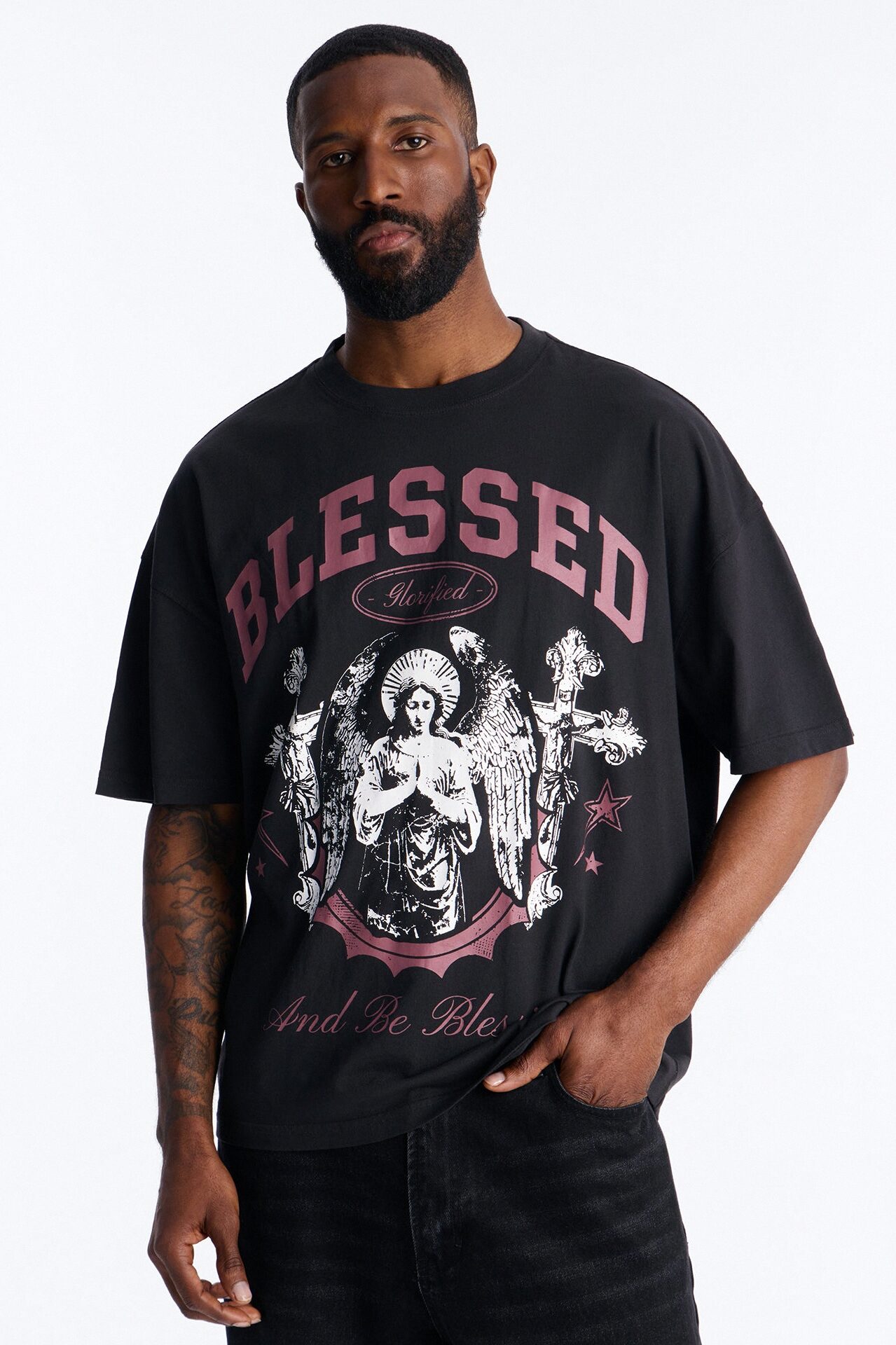 Blessed Glorified Oversized Short Sleeve Tee - Black Wash