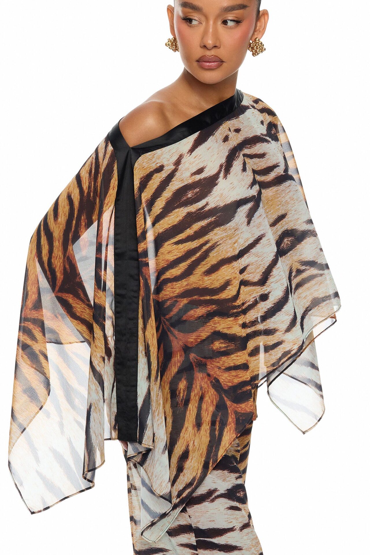 Bailey Chiffon Pant Set - Brown/combo