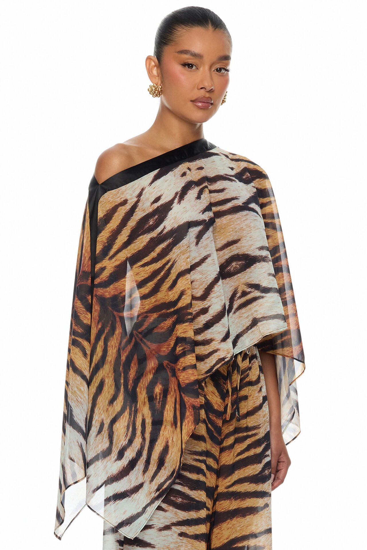 Bailey Chiffon Pant Set - Brown/combo