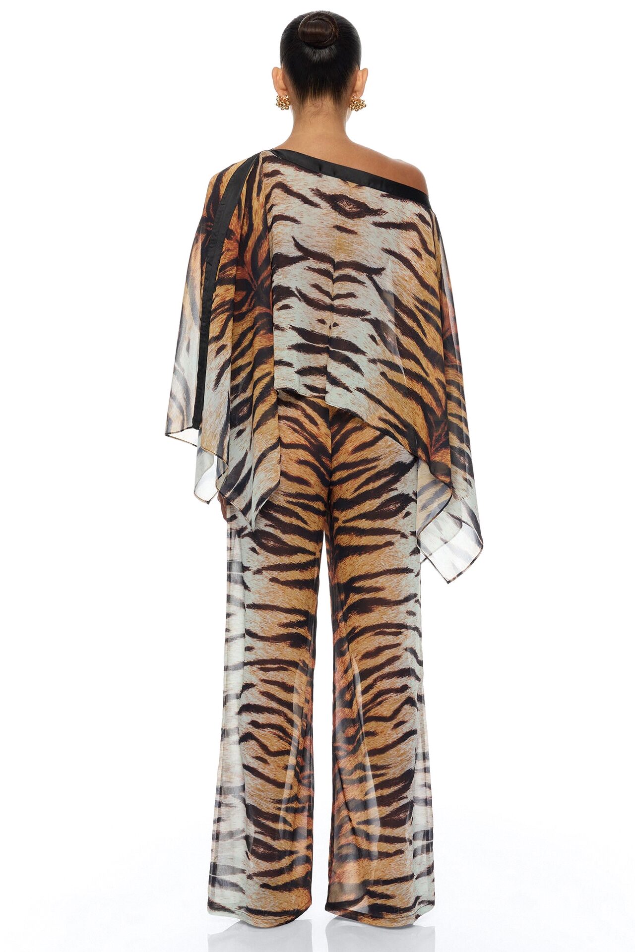 Bailey Chiffon Pant Set - Brown/combo