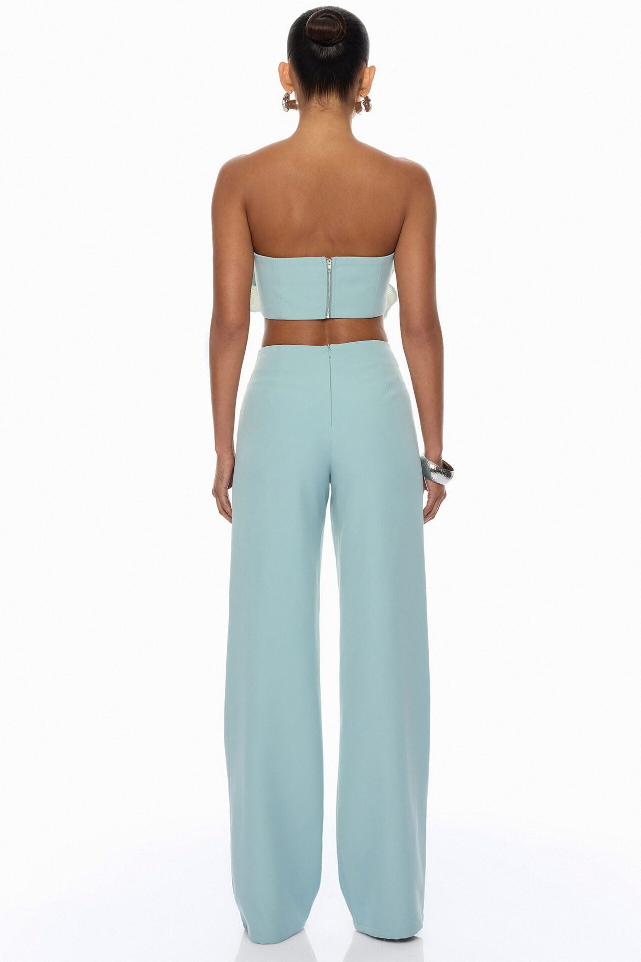 Garden Bloom Embellished Pant Set - Dusty Blue