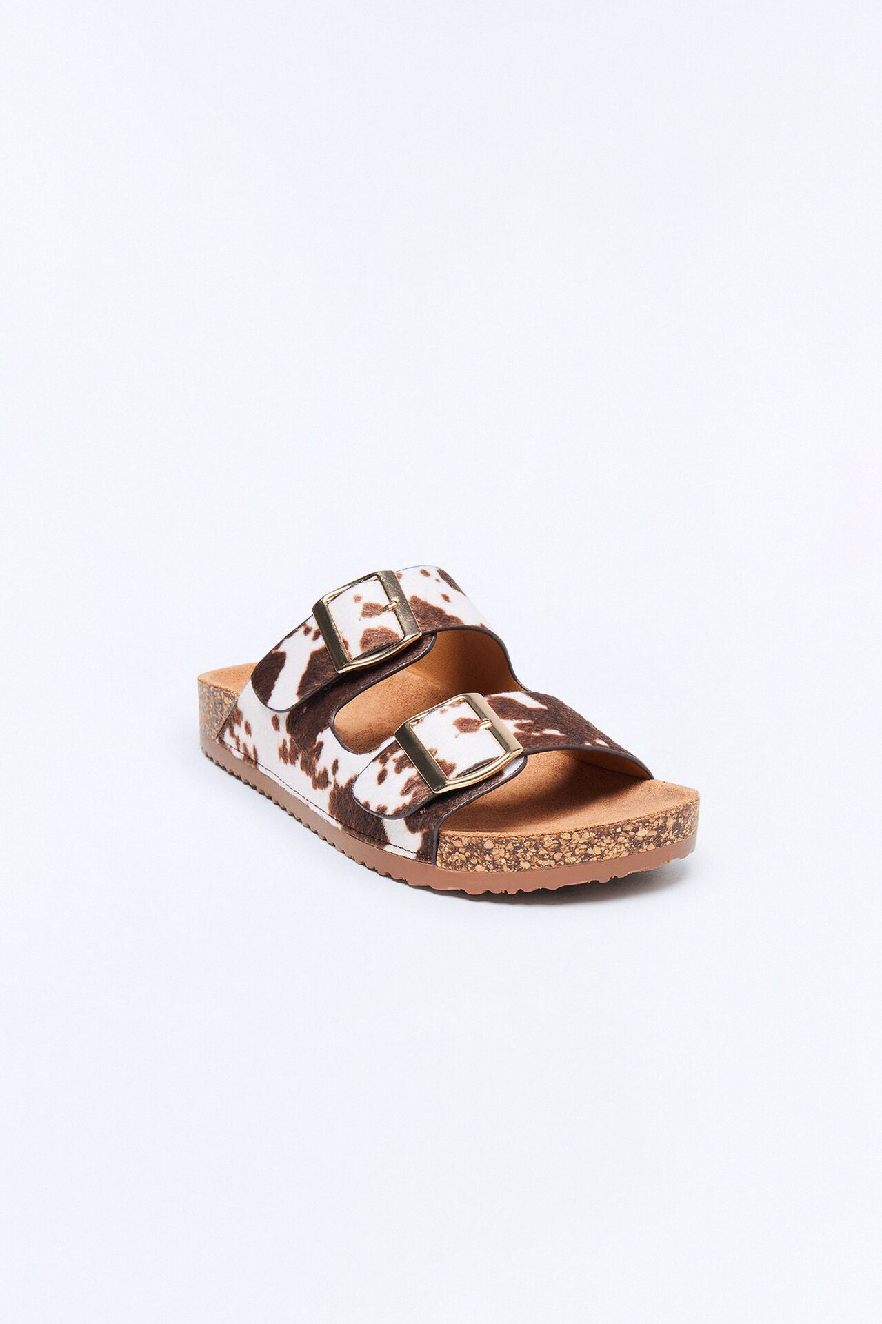 Jete Buckle Slides - Brown Combo