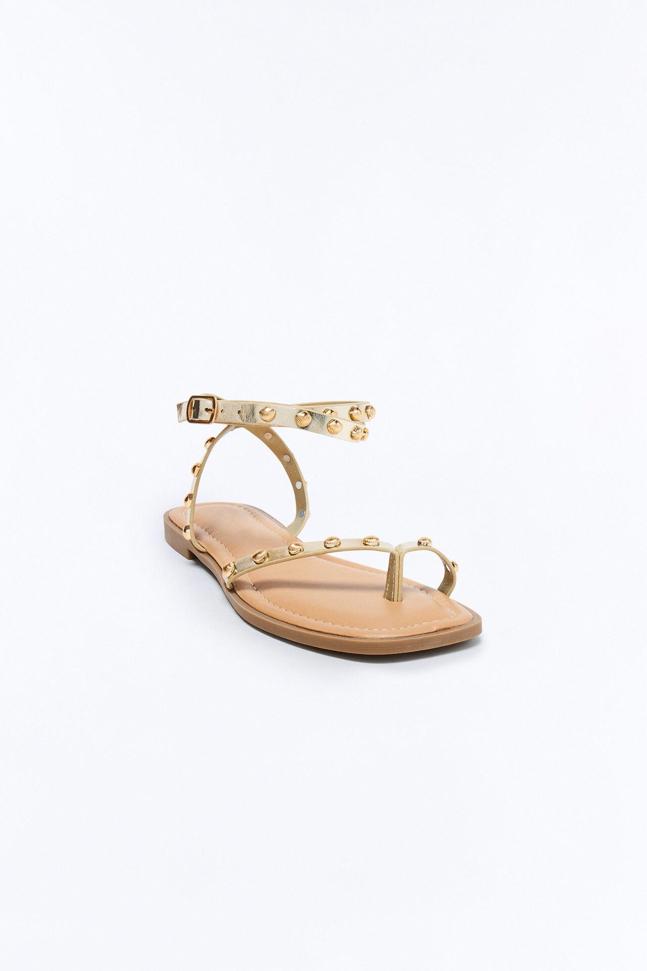 Sola Studded Toe Ring Sandals - Gold