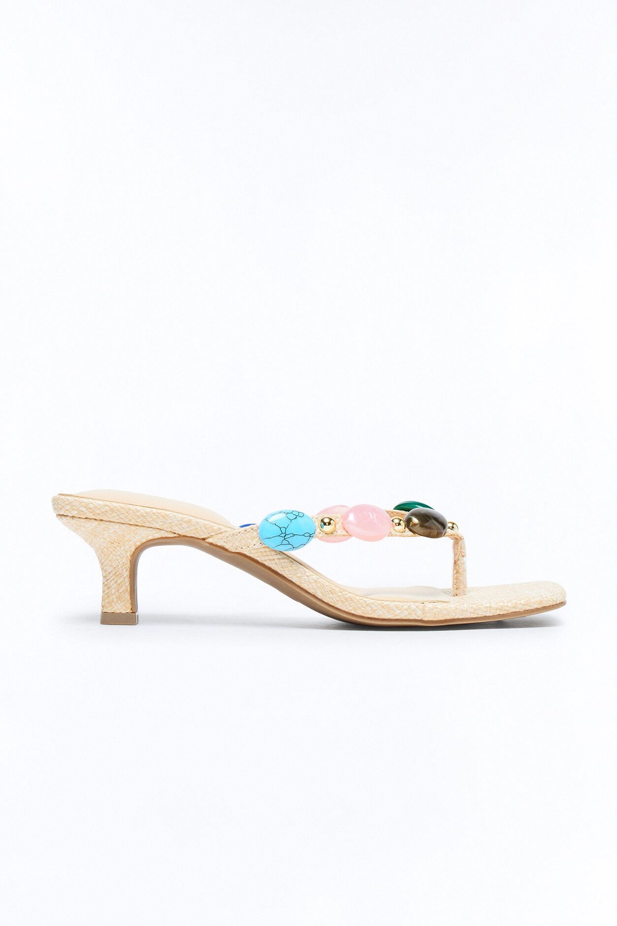 Abbie Stone Kitten Heels - Natural