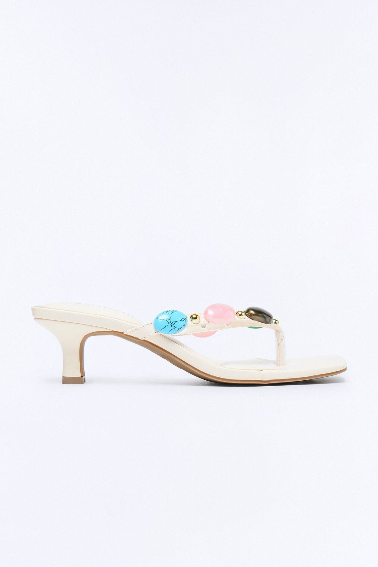 Abbie Stone Kitten Heels - Cream