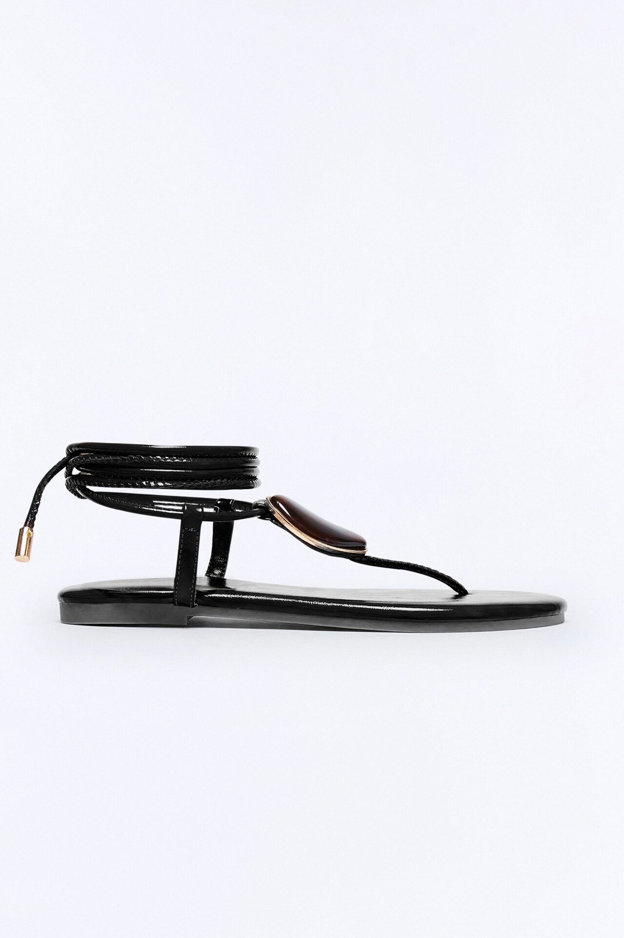 Vlaire Stone Wrap Up Sandals - Black