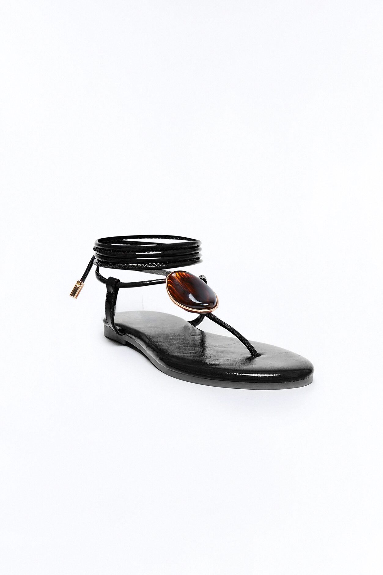 Vlaire Stone Wrap Up Sandals - Black