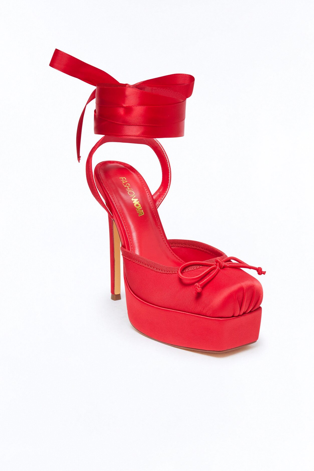 Lyrical Ballet Wrap Up Platform Pumps - Red