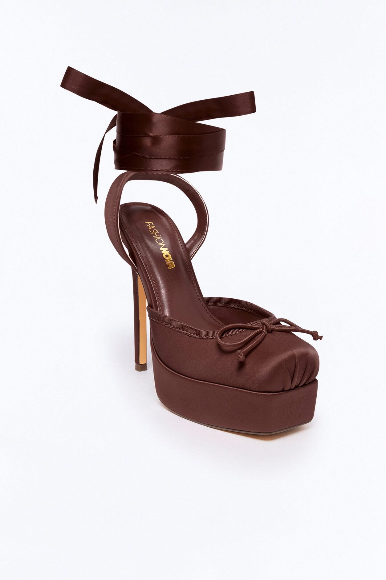 Lyrical Ballet Wrap Up Platform Pumps - Brown