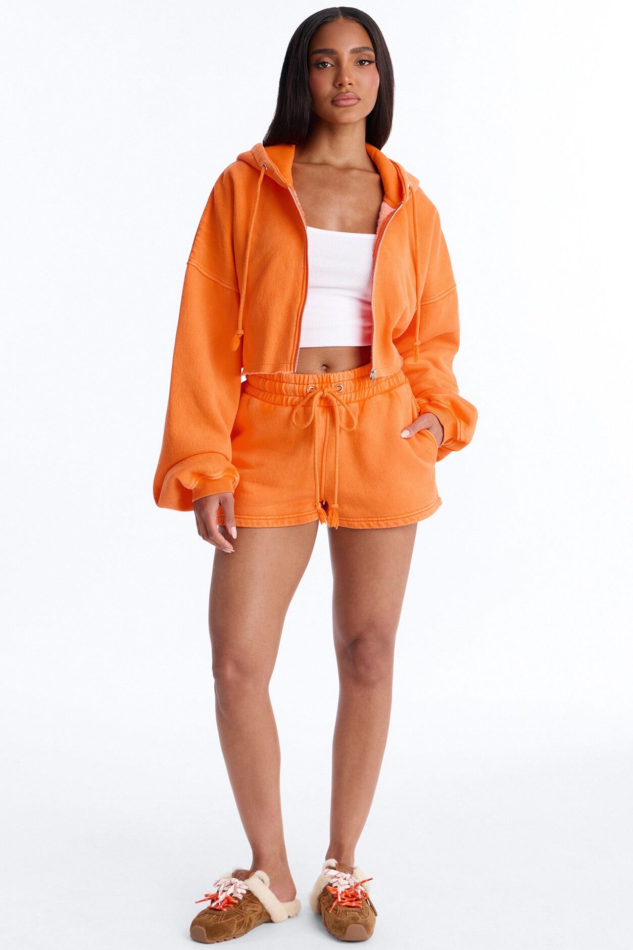 On The Go Washed Short Set - Orange