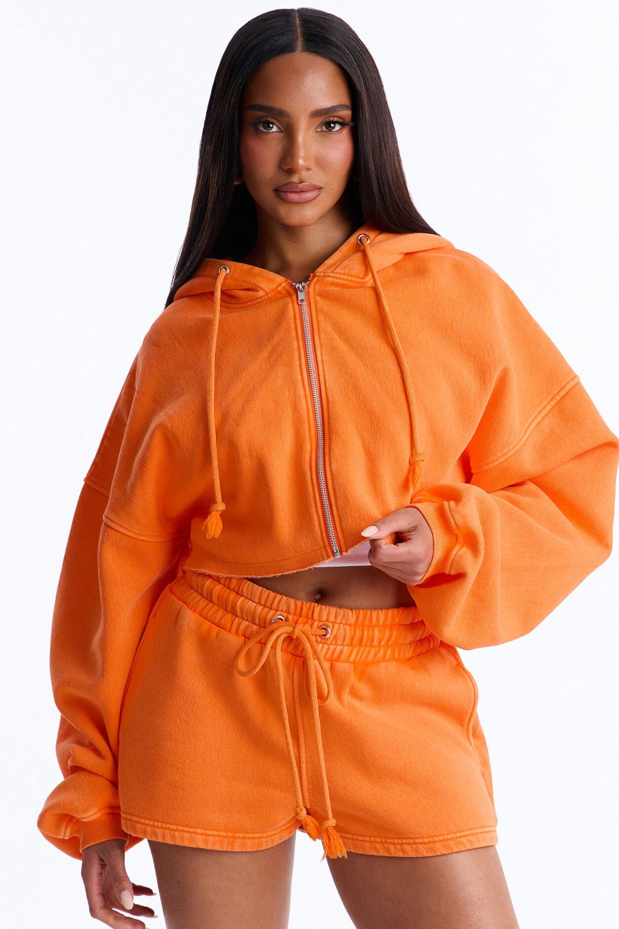 On The Go Washed Short Set - Orange