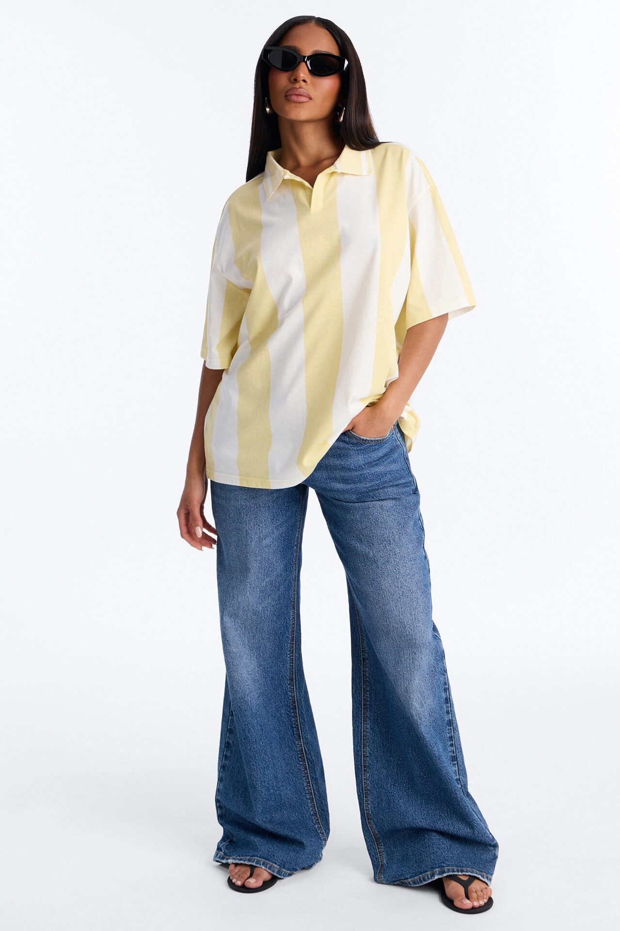 Varsity Crush Striped Short Sleeve Top - Yellow/combo