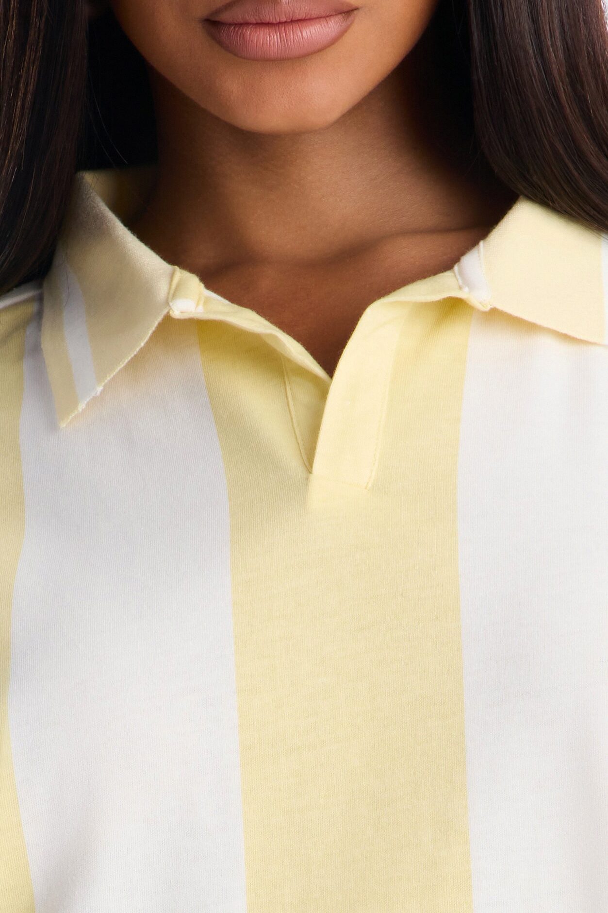 Varsity Crush Striped Short Sleeve Top - Yellow/combo