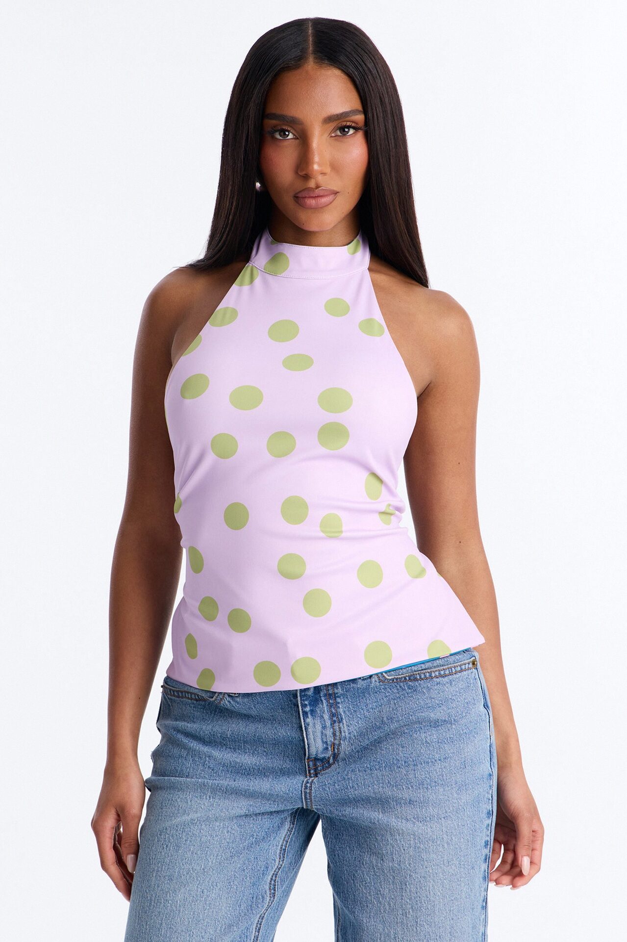 Chloe Reversible Polka Dot Halter Top - Pink/combo