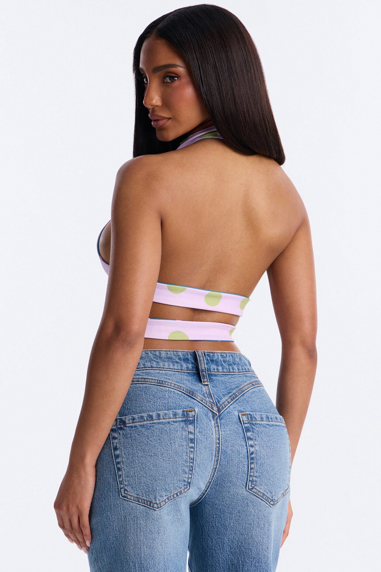 Chloe Reversible Polka Dot Halter Top - Pink/combo