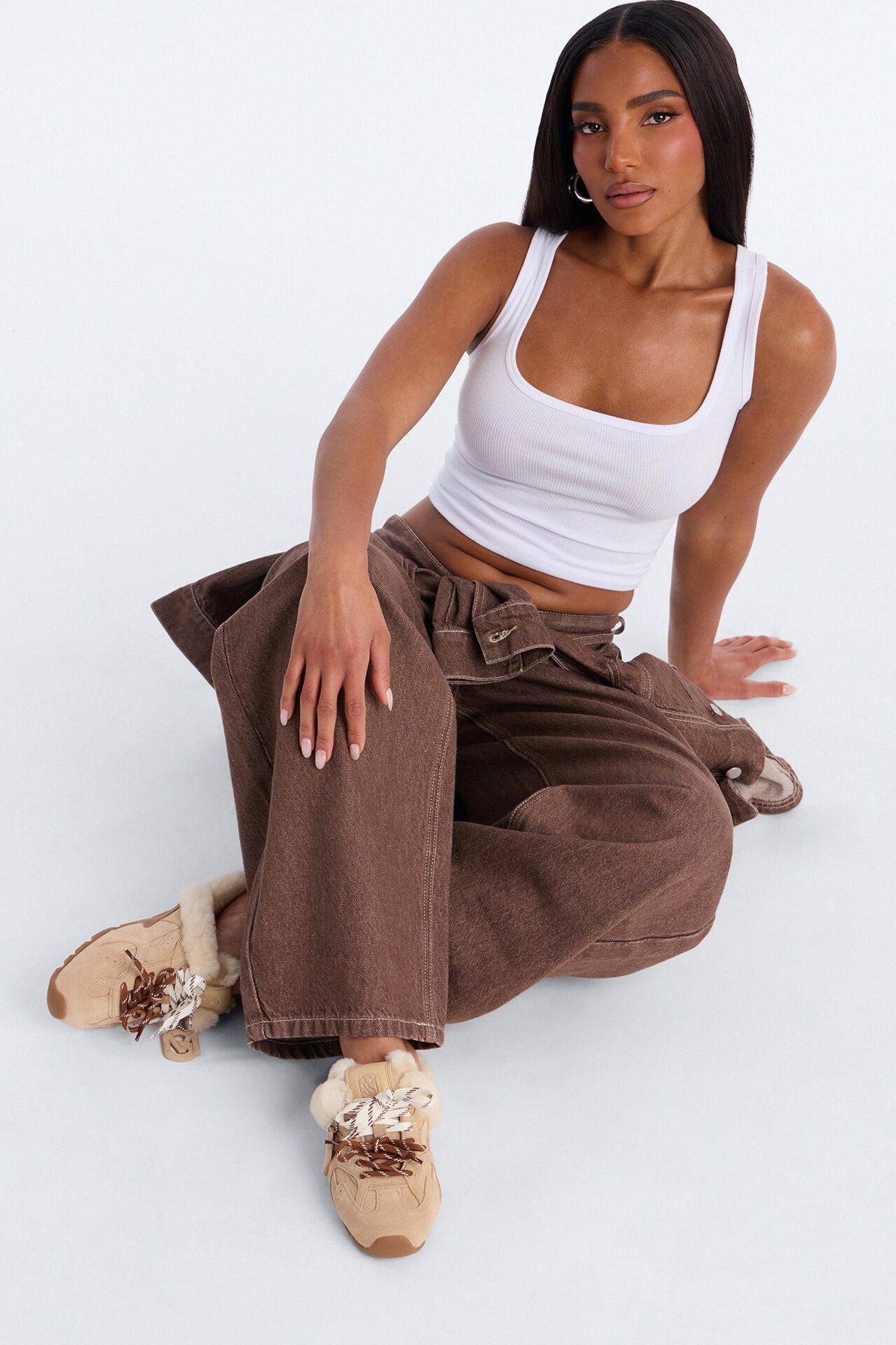 Steve Madden Aziel Faux Fur Suede Slip On Sneakers - Natural