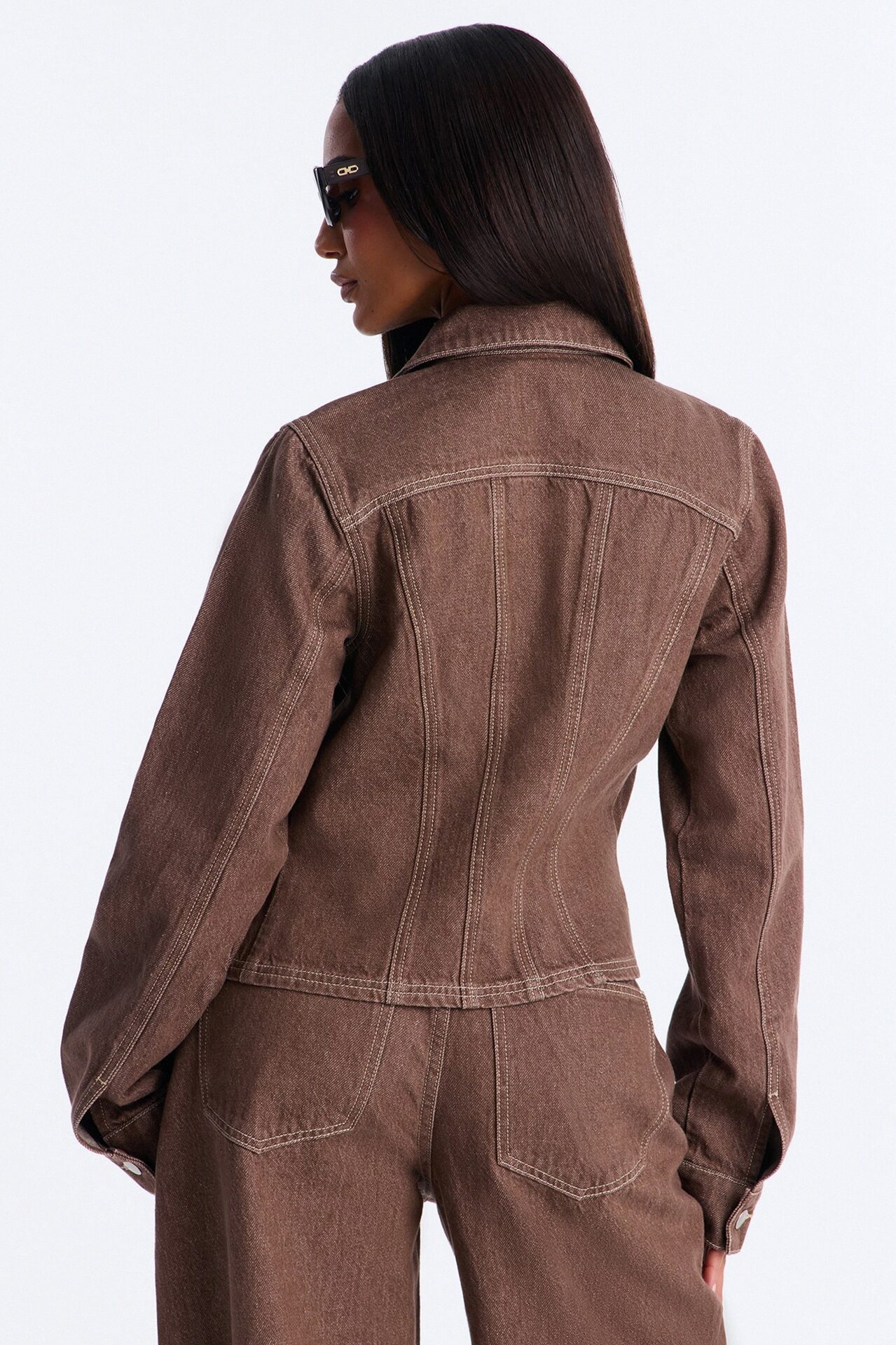 Give Me Attention Denim Shacket - Brown