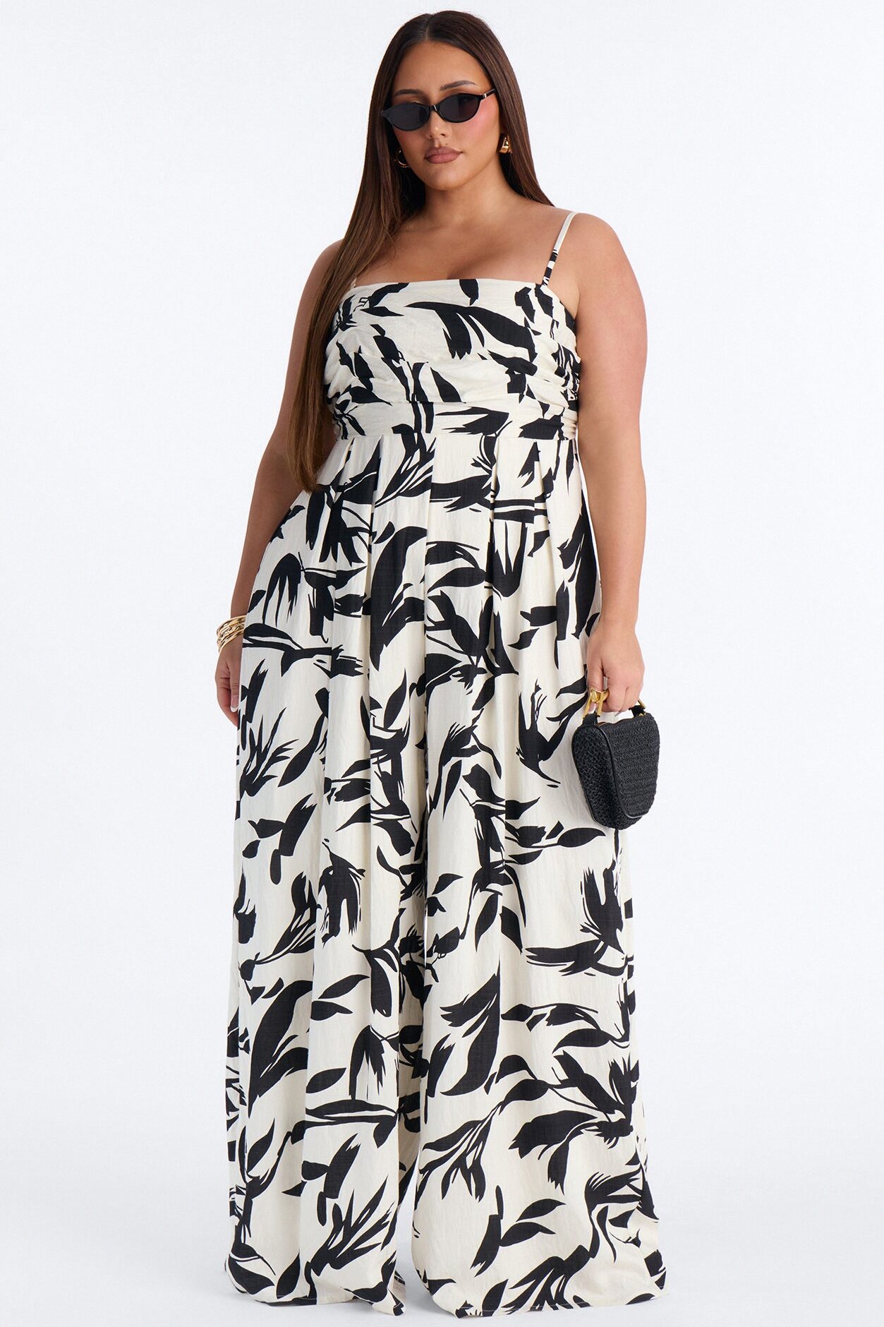 Trina Wide Leg Jumpsuit - Black/White