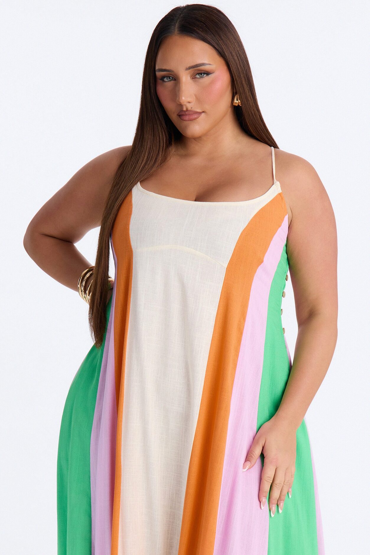 Sweet Energy Linen Maxi Dress - Cream/combo