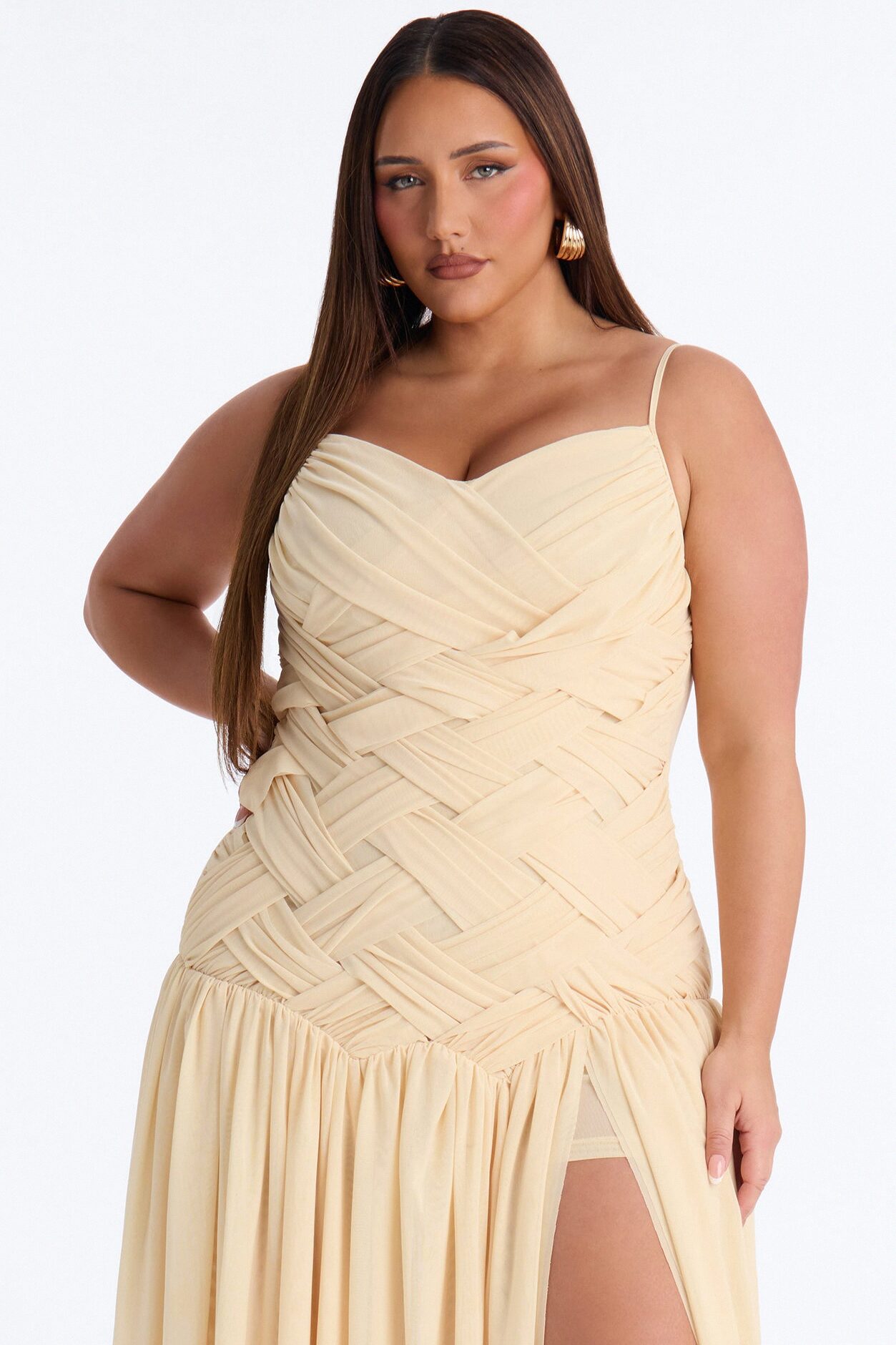 Wild At Heart Woven Mesh Maxi Dress - Butter Yellow