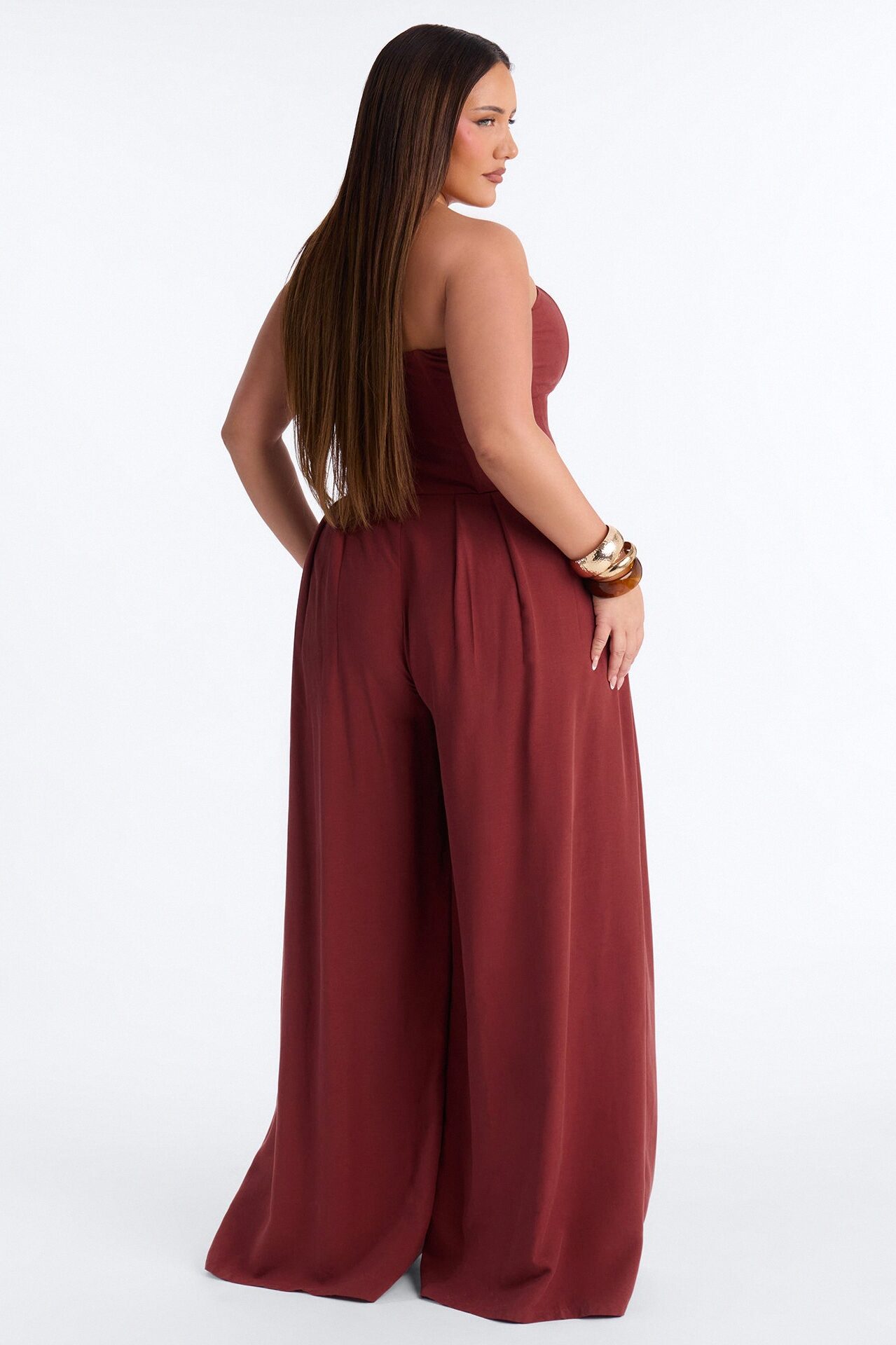Jenine Corset Wide Leg Pant Set - Rust