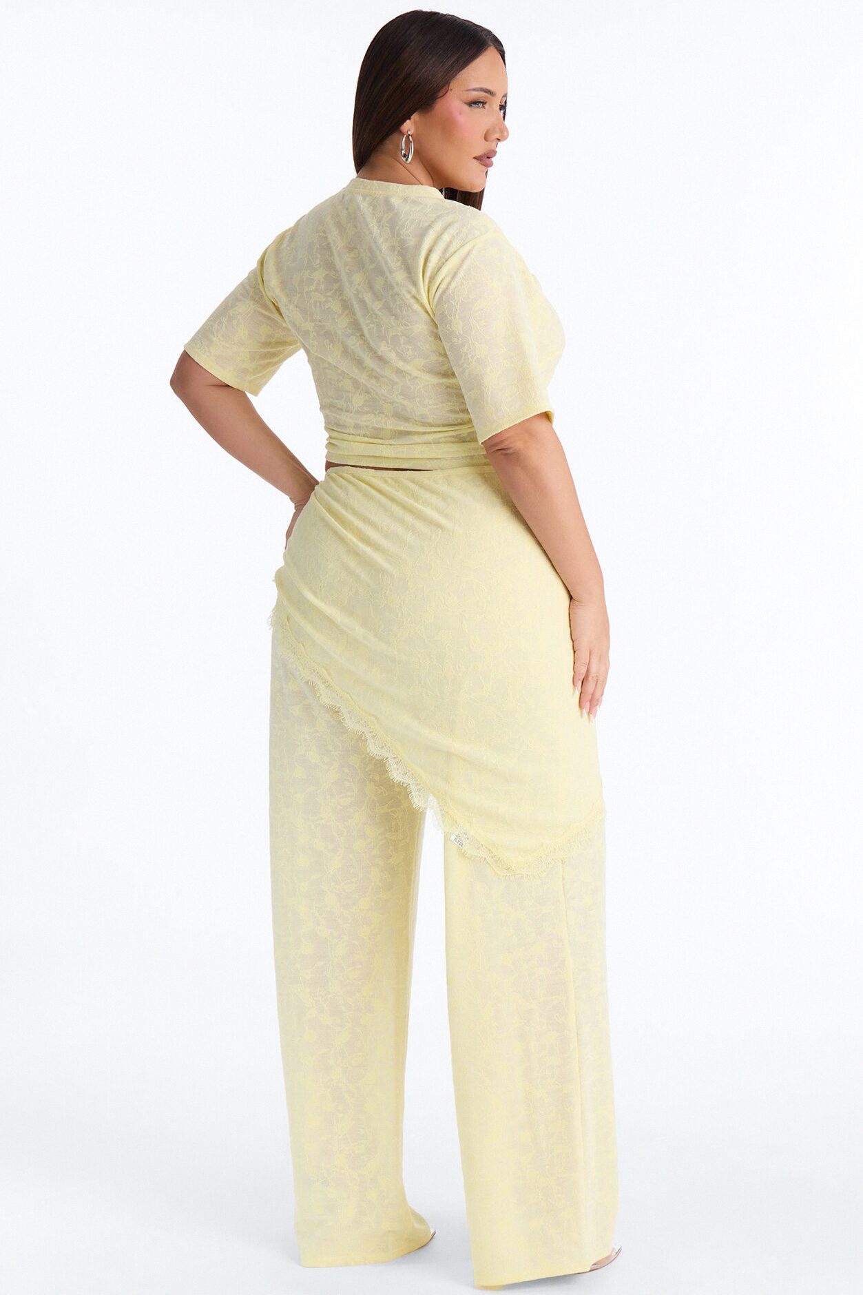 Solana Lace 3 Piece Pant Set - Yellow