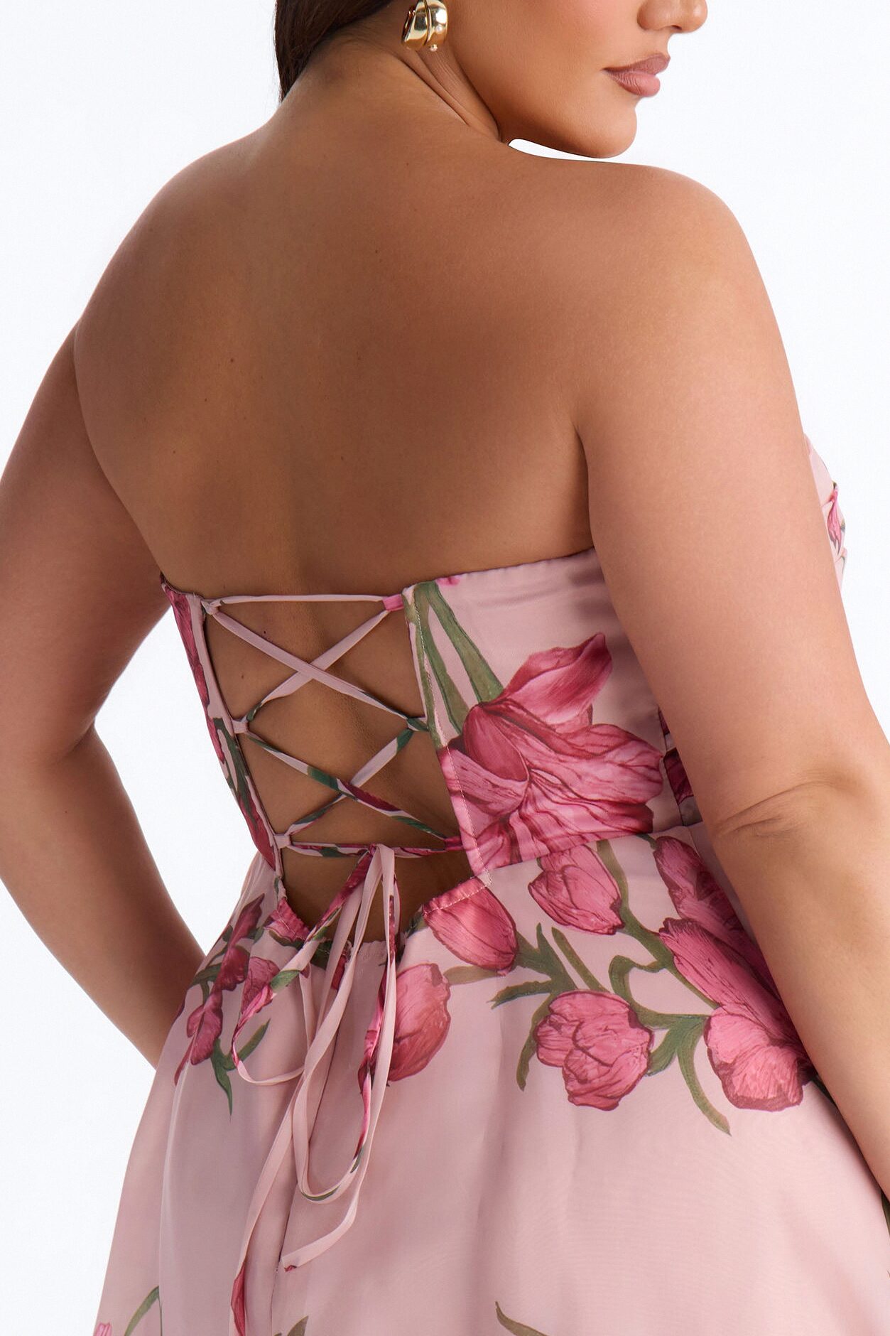Kinsley Ruffle Floral Gown - Pink