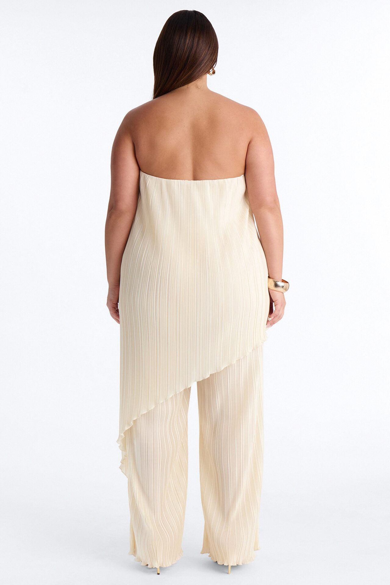 Rian Plisse Draped Jumpsuit - Cream